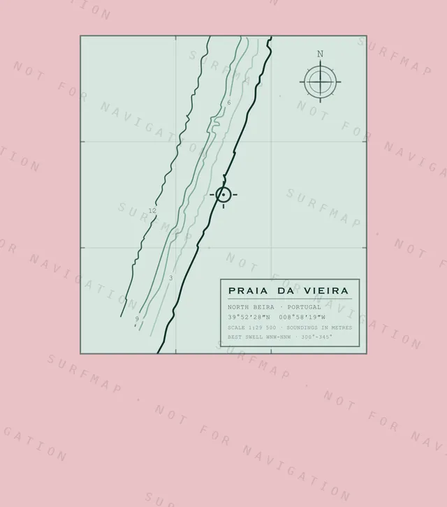Praia da Vieira chart, the full artwork printed on the back