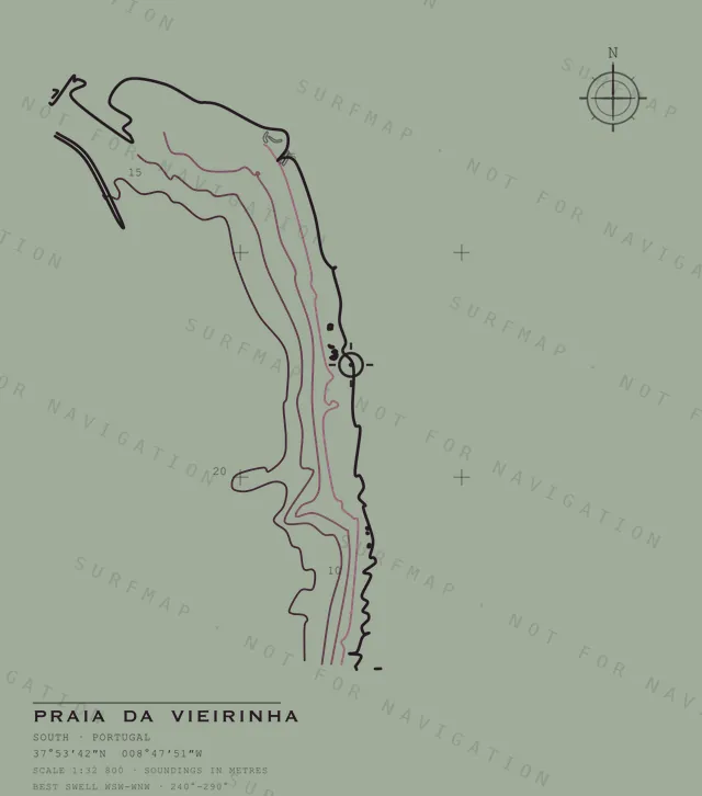 Praia da Vieirinha chart, the full artwork printed on the back