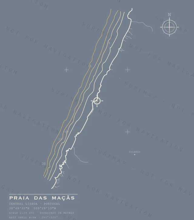Praia das Maçãs chart, the full artwork printed on the back