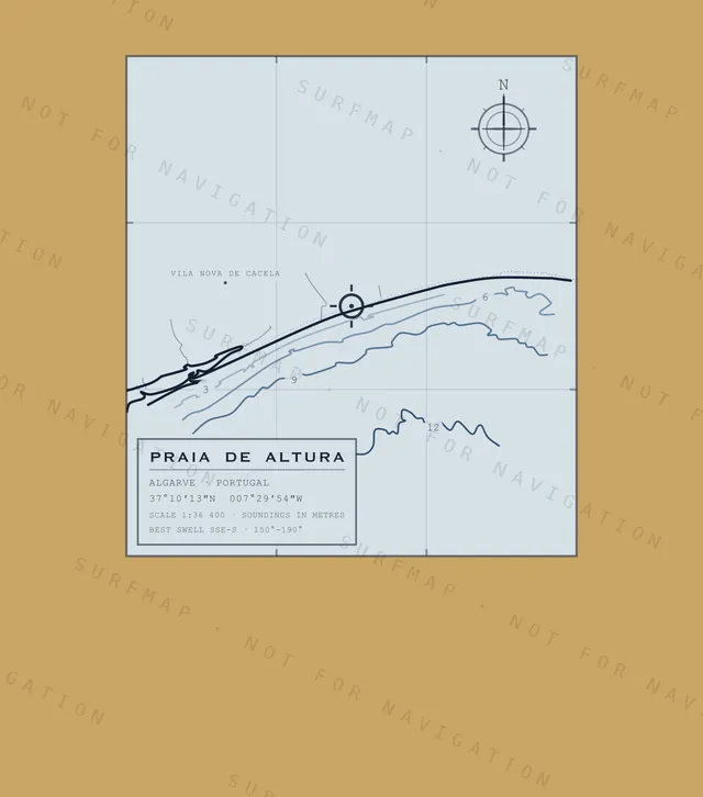 Praia de Altura chart, the full artwork printed on the back