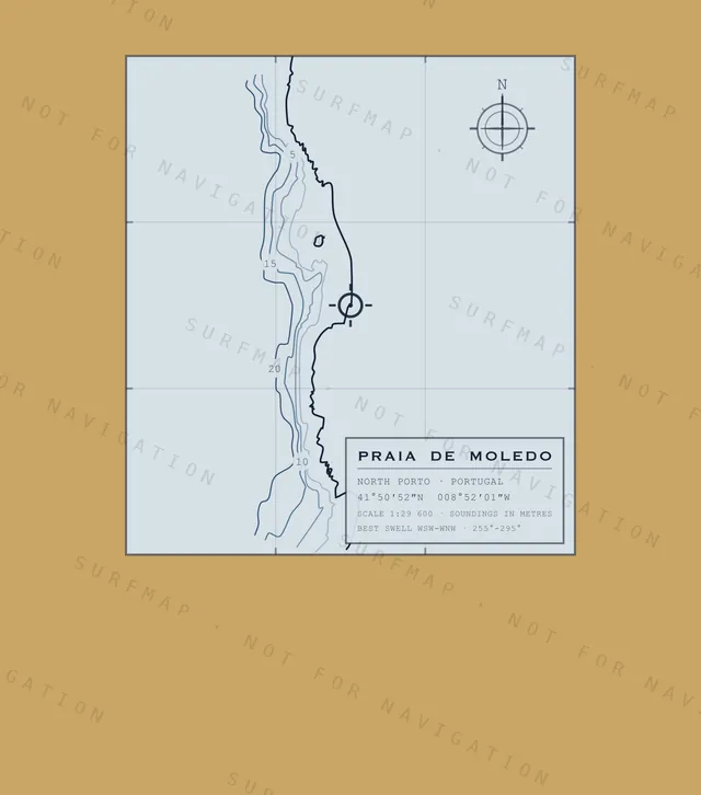 Praia de Moledo chart, the full artwork printed on the back