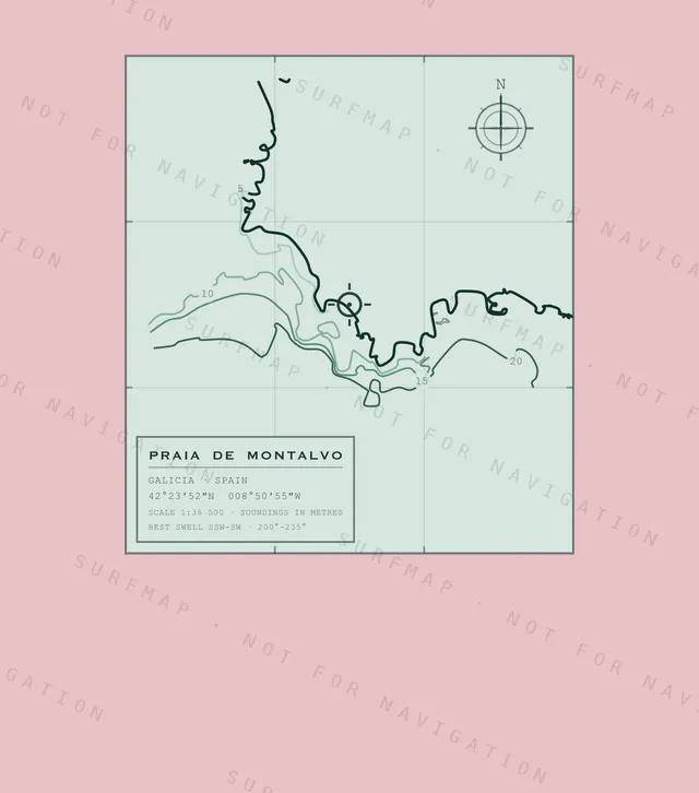 Praia de Montalvo chart, the full artwork printed on the back
