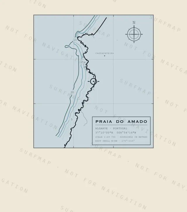 Praia do Amado chart, the full artwork printed on the back