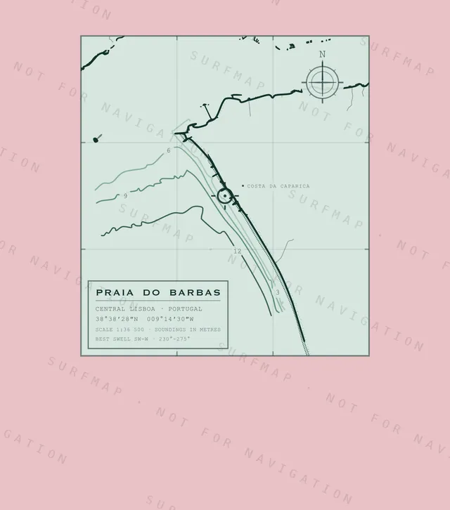 Praia do Barbas chart, the full artwork printed on the back