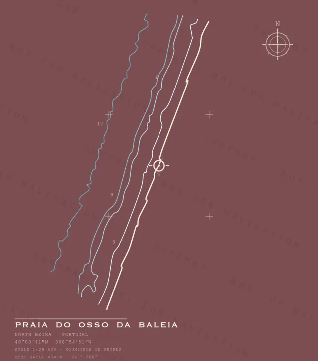 Praia do Osso da Baleia chart, the full artwork printed on the back