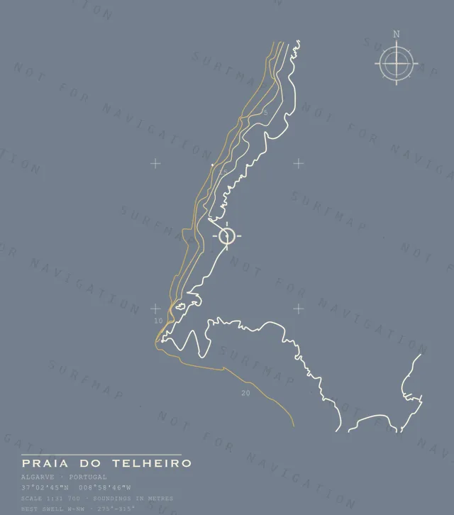 Praia do Telheiro chart, the full artwork printed on the back