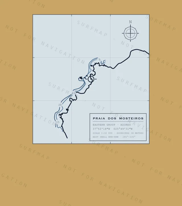 Praia dos Mosteiros chart, the full artwork printed on the back