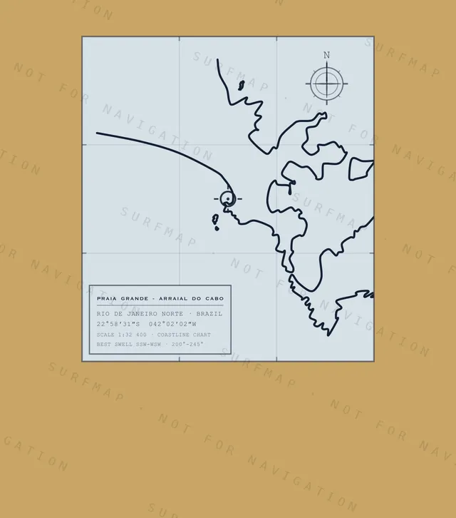 Praia Grande - Arraial do Cabo chart, the full artwork printed on the back