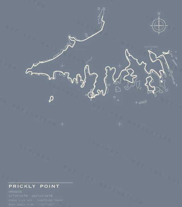 Prickly Point chart, the full artwork printed on the back