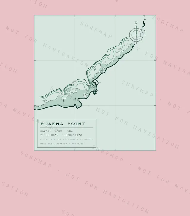 Puaena Point chart, the full artwork printed on the back