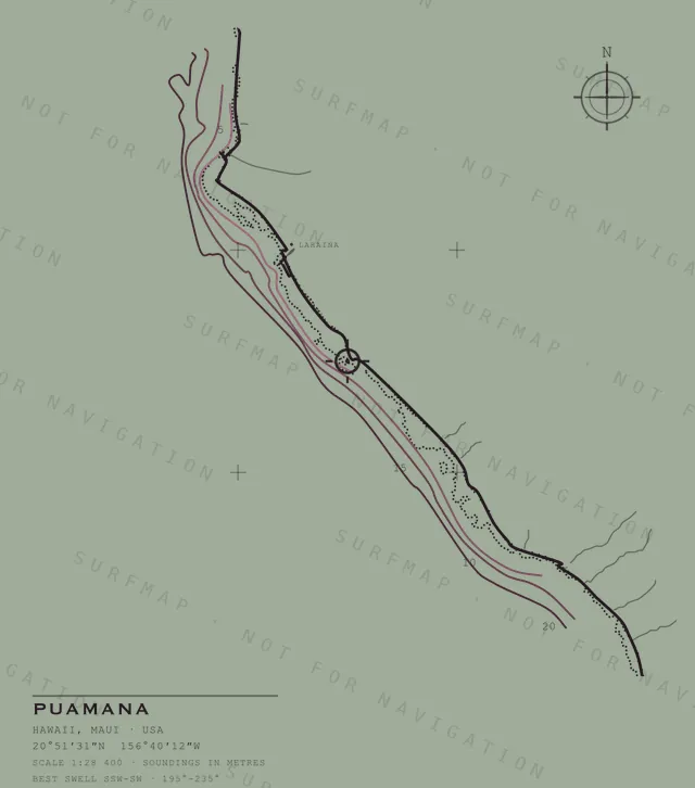 Puamana chart, the full artwork printed on the back
