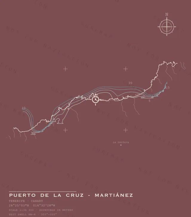 Puerto De La Cruz - Martiánez chart, the full artwork printed on the back