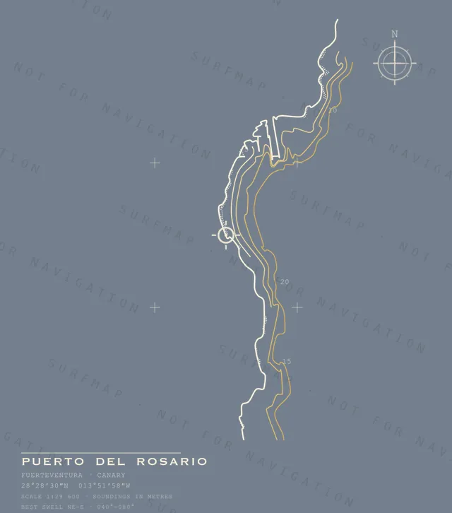Puerto del Rosario chart, the full artwork printed on the back