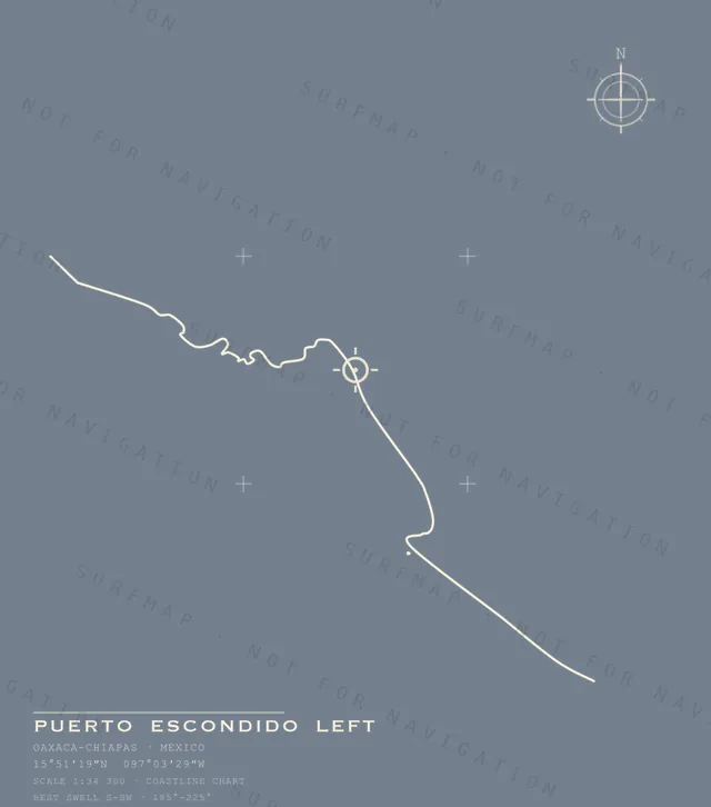 Puerto Escondido Left chart, the full artwork printed on the back