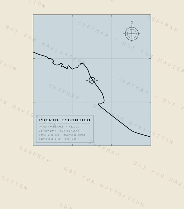 Puerto Escondido chart, the full artwork printed on the back