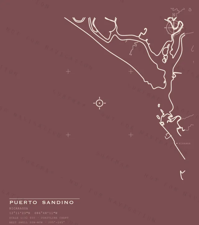 Puerto Sandino chart, the full artwork printed on the back