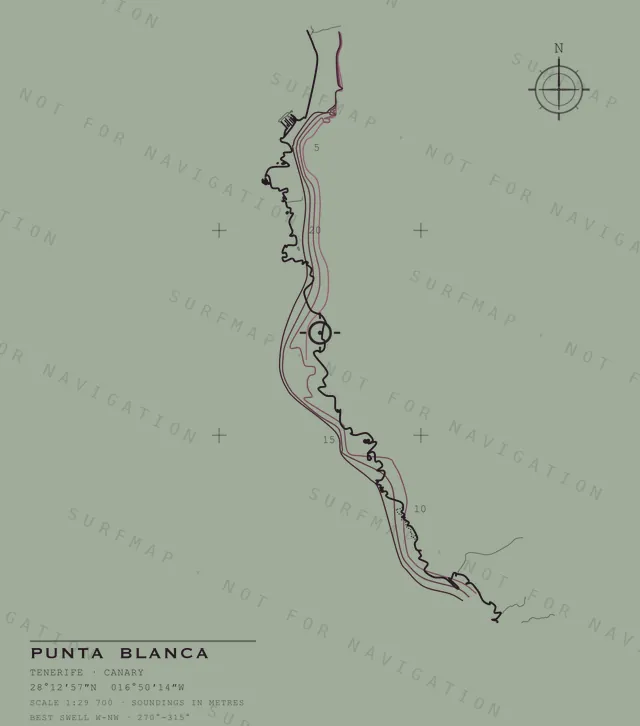 Punta Blanca chart, the full artwork printed on the back
