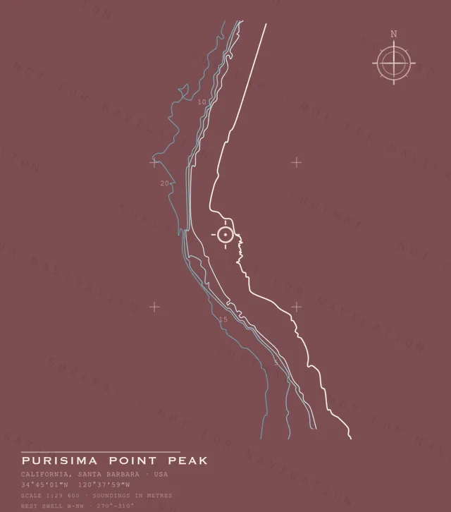Purisima Point Peak chart, the full artwork printed on the back