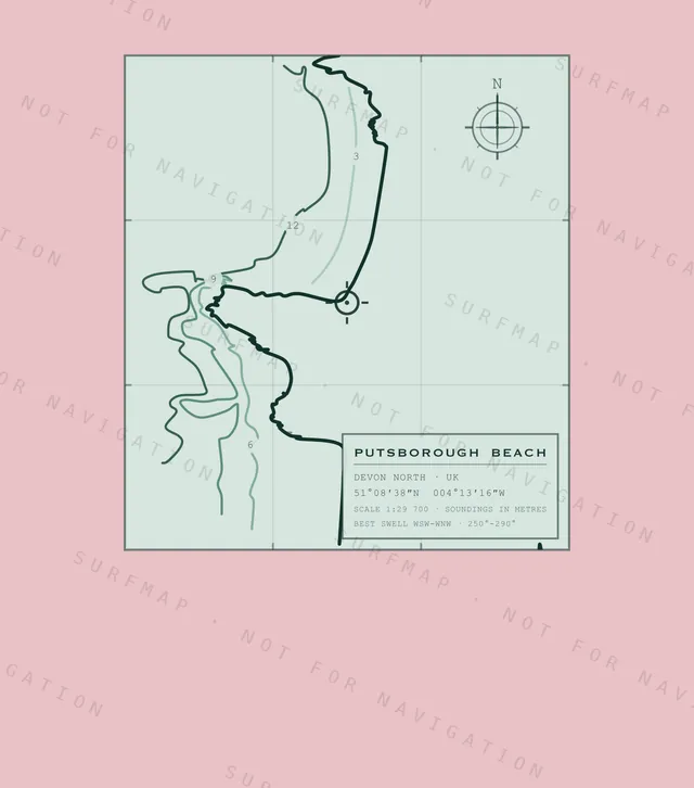 Putsborough Beach chart, the full artwork printed on the back