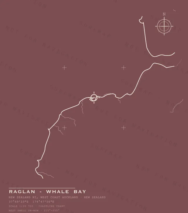 Raglan - Whale Bay chart, the full artwork printed on the back
