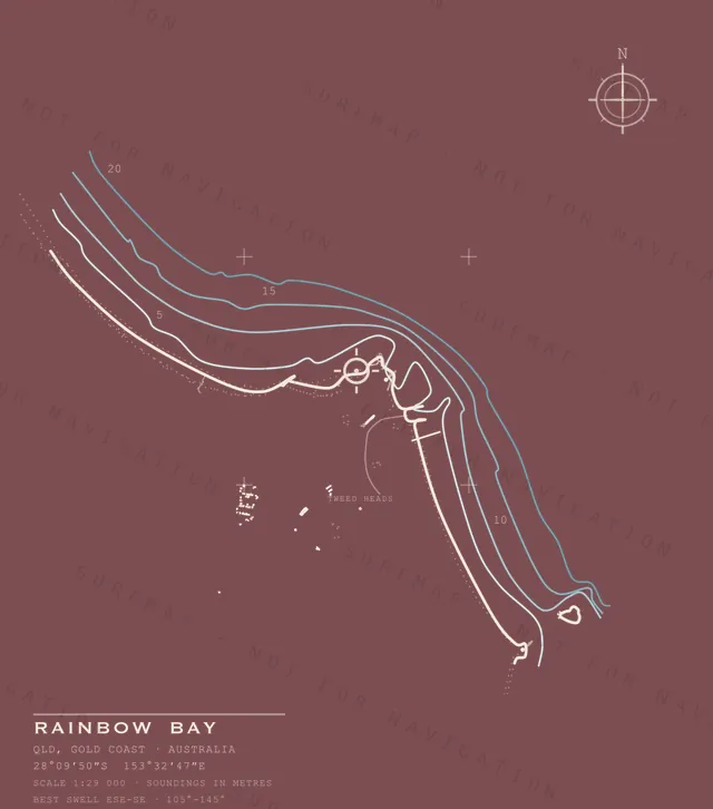 Rainbow Bay chart, the full artwork printed on the back