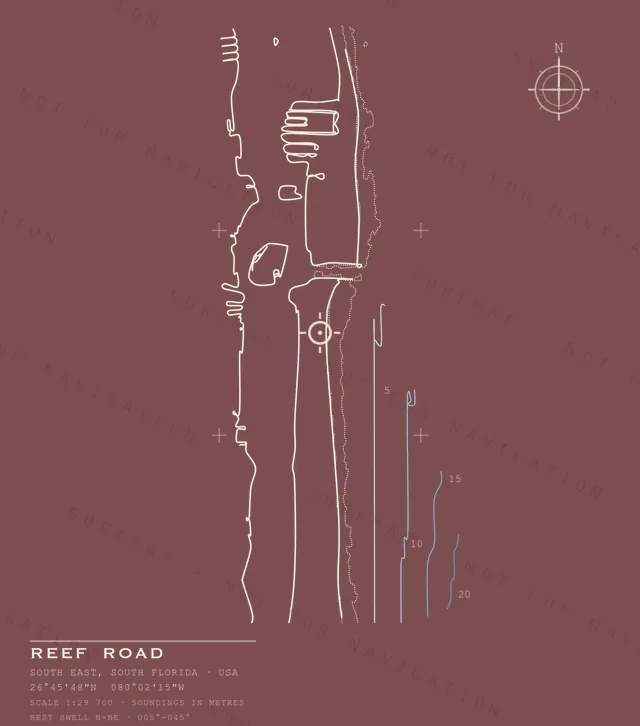 Reef Road chart, the full artwork printed on the back