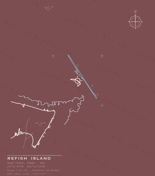 Refish Island chart, the full artwork printed on the back