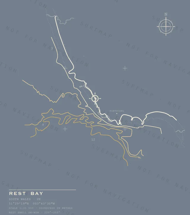 Rest Bay chart, the full artwork printed on the back