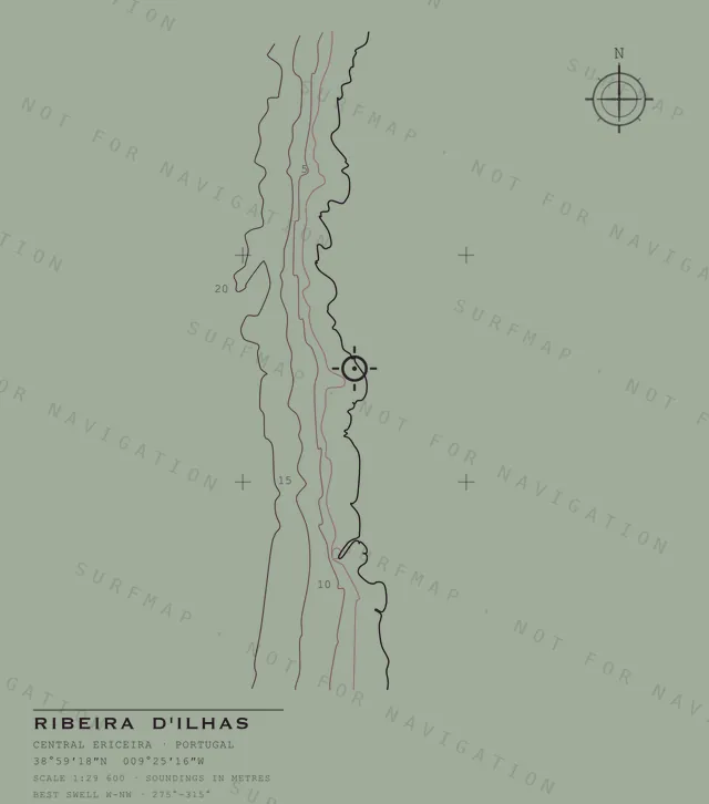 Ribeira d'Ilhas chart, the full artwork printed on the back