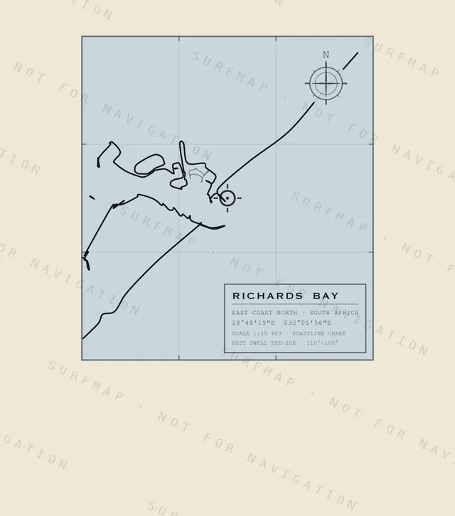 Richards Bay chart, the full artwork printed on the back