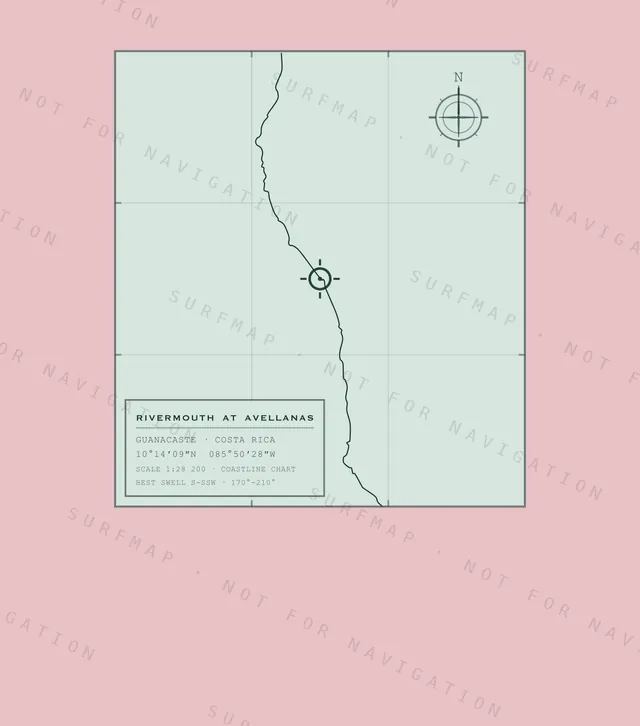 Rivermouth at Avellanas chart, the full artwork printed on the back