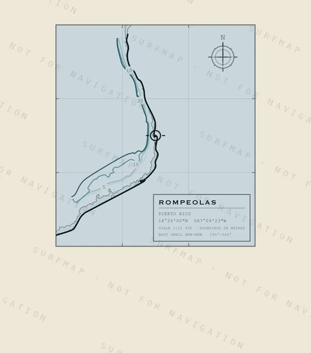 Rompeolas chart, the full artwork printed on the back