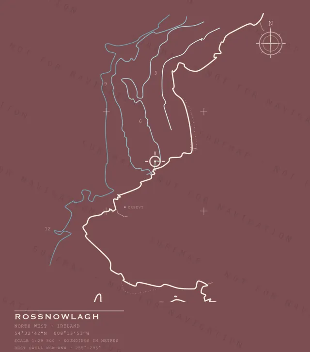 Rossnowlagh chart, the full artwork printed on the back