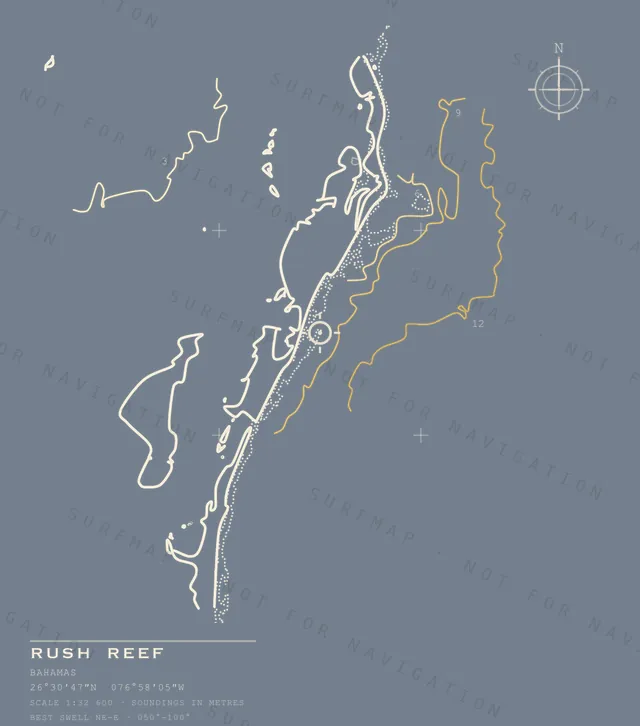 Rush Reef chart, the full artwork printed on the back