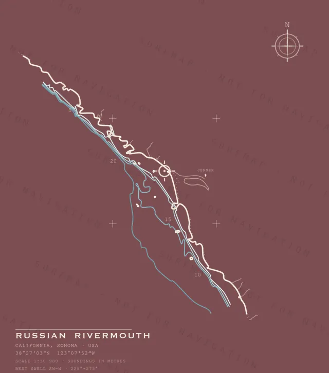 Russian Rivermouth chart, the full artwork printed on the back