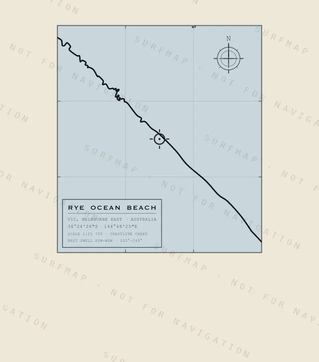 Rye Ocean Beach chart, the full artwork printed on the back