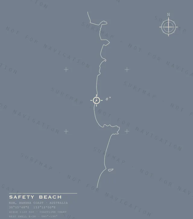 Safety Beach chart, the full artwork printed on the back