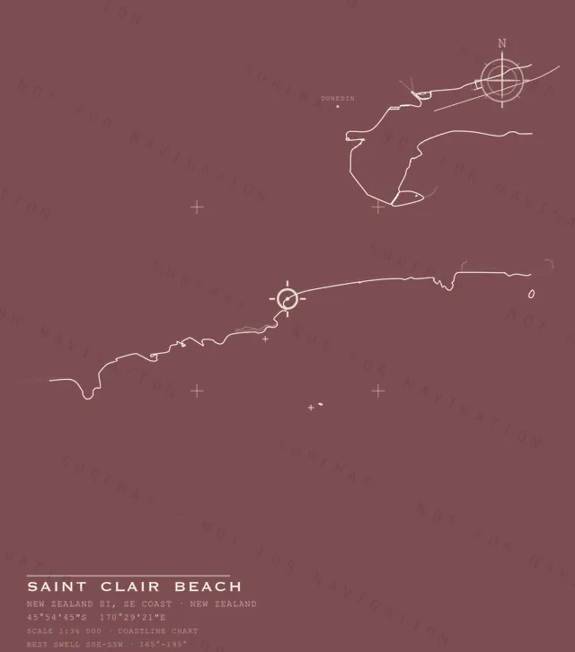Saint Clair Beach chart, the full artwork printed on the back