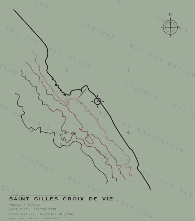 Saint Gilles Croix de Vie chart, the full artwork printed on the back