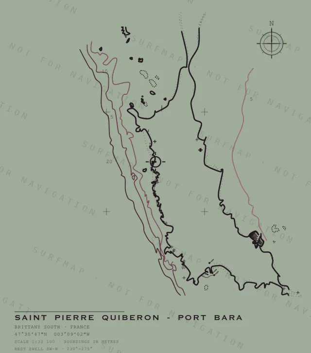 Saint Pierre Quiberon - Port Bara chart, the full artwork printed on the back