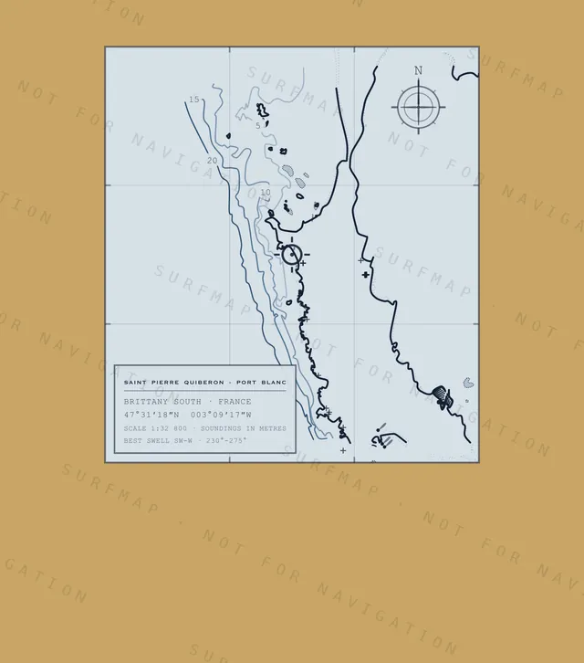 Saint Pierre Quiberon - Port Blanc chart, the full artwork printed on the back