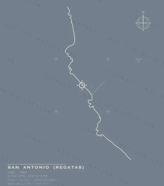 San Antonio (Regatas) chart, the full artwork printed on the back