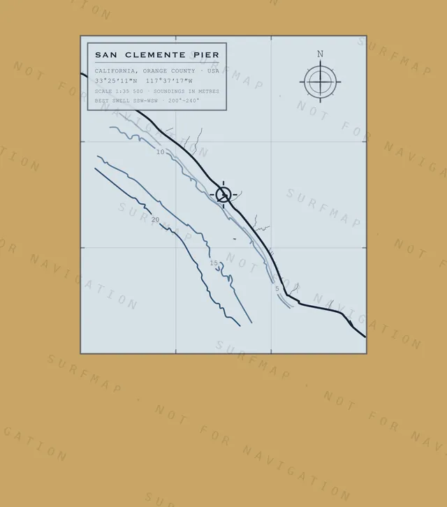 San Clemente Pier chart, the full artwork printed on the back