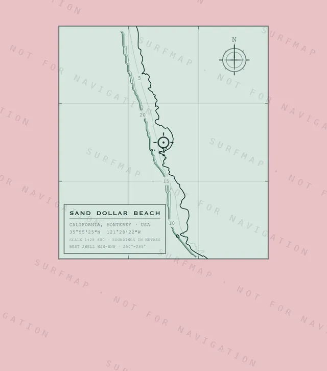 Sand Dollar Beach chart, the full artwork printed on the back