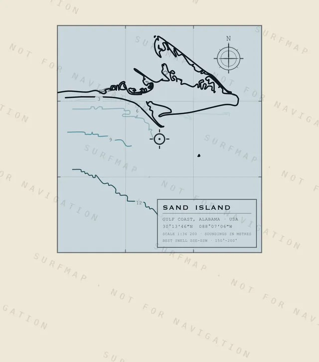 Sand Island chart, the full artwork printed on the back