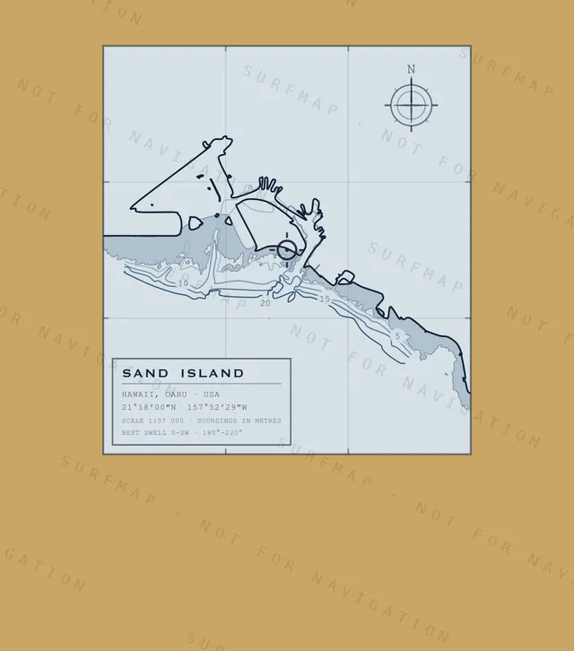 Sand Island chart, the full artwork printed on the back