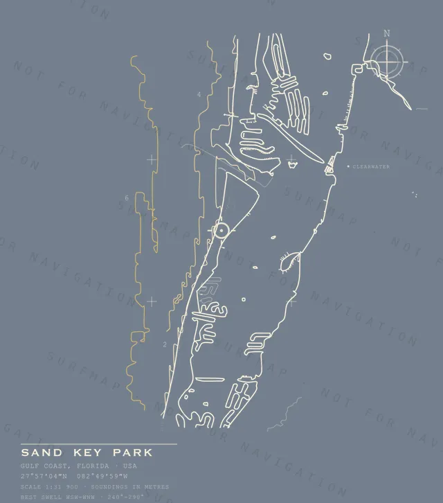 Sand Key Park chart, the full artwork printed on the back