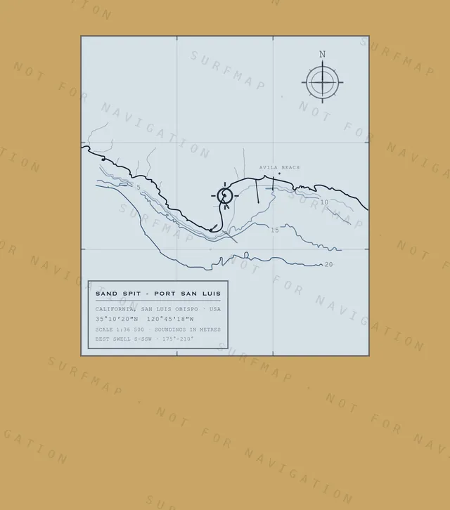 Sand Spit - Port San Luis chart, the full artwork printed on the back