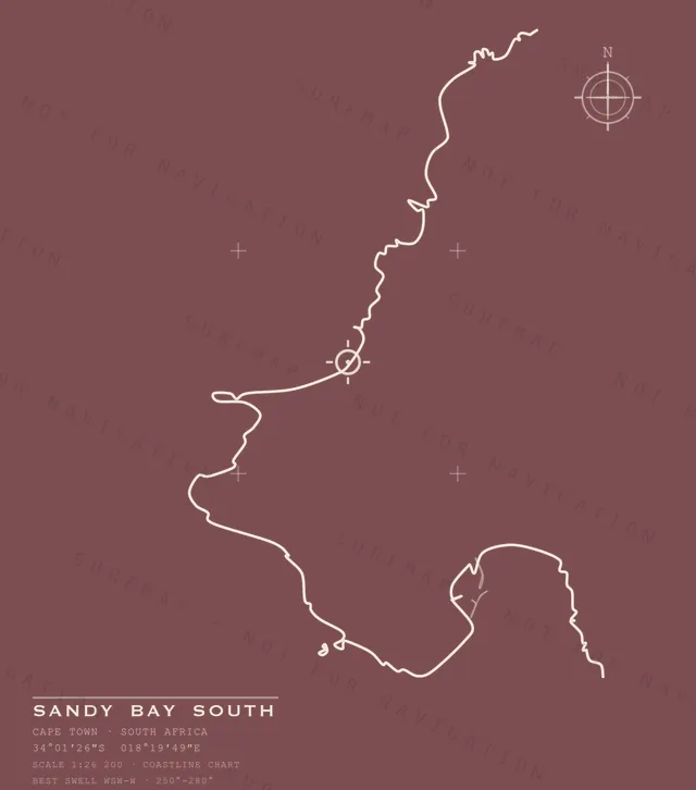 Sandy Bay South chart, the full artwork printed on the back