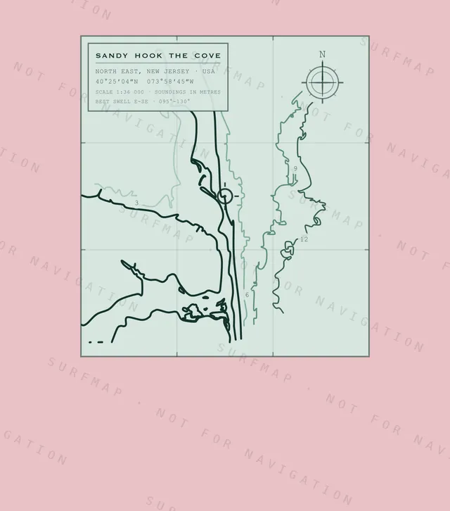 Sandy Hook The Cove chart, the full artwork printed on the back